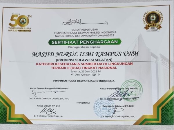 Penghargaan Kesehatan & Sumber Daya Lingkungan Terbaik II (Dua) Tingkat Nasional